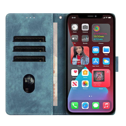 WANLONFENG For iPhone 12 Pro Max 6.7 inch Leather Case  HDM Series Mandala Imprint Wallet Stand Phone Cover