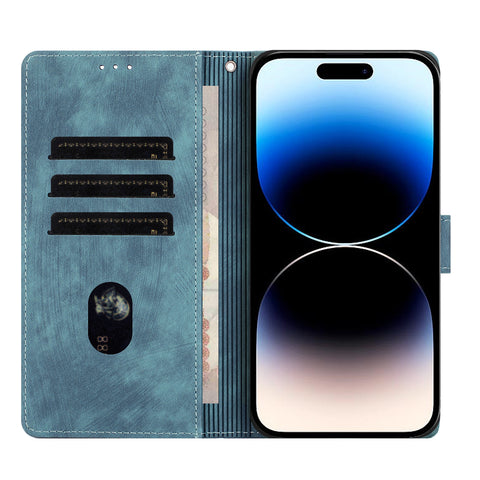WANLONFENG For iPhone 14 Plus Leather Case  HDM Series Mandala Imprint Wallet Stand Phone Cover
