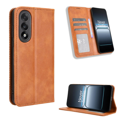 For OnePlus Nord 5 5G / Ace 5 Ultra 5G Leather Case Wallet Stand Retro Texture Phone Cover