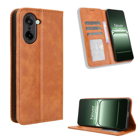 For OnePlus Nord CE5 5G / Ace 5 Racing 5G Leather Case Wallet Stand Retro Texture Phone Cover