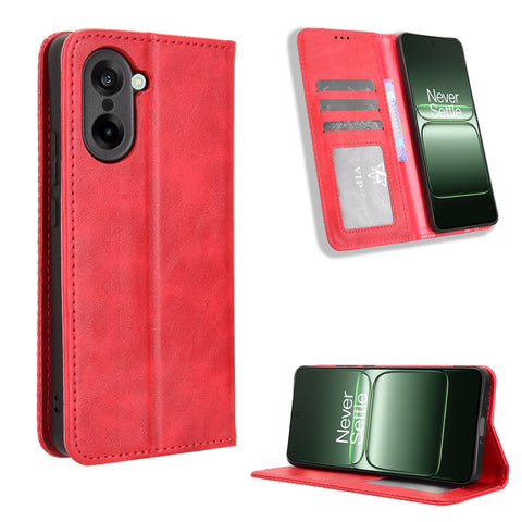 For OnePlus Nord CE5 5G / Ace 5 Racing 5G Leather Case Wallet Stand Retro Texture Phone Cover