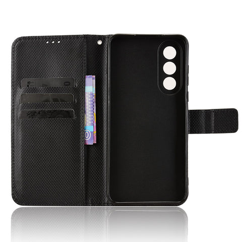 For OnePlus Nord 5 5G / Ace 5 Ultra 5G Leather Wallet Case with Strap Diamond Texture Phone Cover