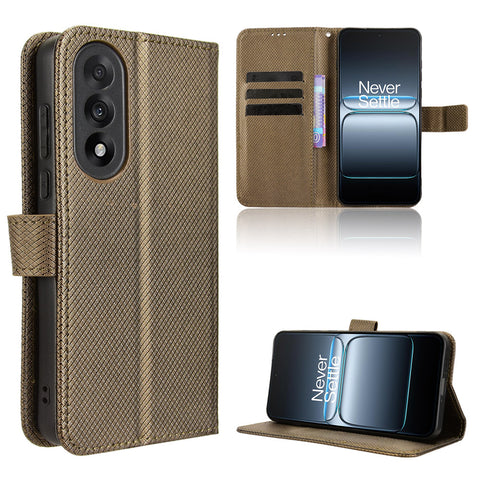 For OnePlus Nord 5 5G / Ace 5 Ultra 5G Leather Wallet Case with Strap Diamond Texture Phone Cover