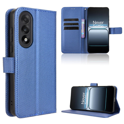 For OnePlus Nord 5 5G / Ace 5 Ultra 5G Leather Wallet Case with Strap Diamond Texture Phone Cover
