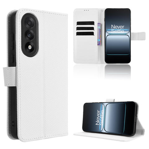 For OnePlus Nord 5 5G / Ace 5 Ultra 5G Leather Wallet Case with Strap Diamond Texture Phone Cover