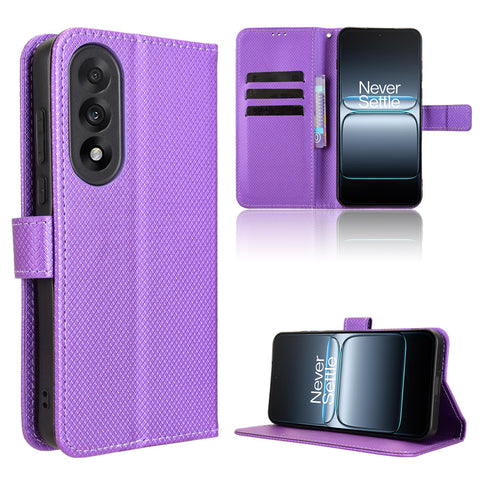 For OnePlus Nord 5 5G / Ace 5 Ultra 5G Leather Wallet Case with Strap Diamond Texture Phone Cover