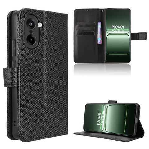 For OnePlus Nord CE5 5G / Ace 5 Racing 5G Leather Wallet Case with Strap Diamond Texture Phone Cover