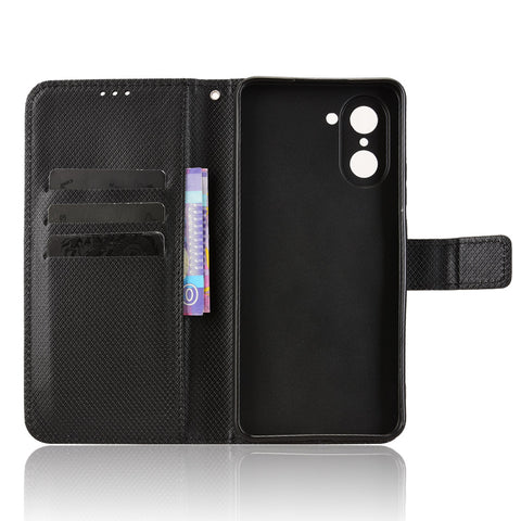 For OnePlus Nord CE5 5G / Ace 5 Racing 5G Leather Wallet Case with Strap Diamond Texture Phone Cover