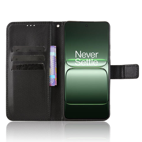 For OnePlus Nord CE5 5G / Ace 5 Racing 5G Leather Wallet Case with Strap Diamond Texture Phone Cover