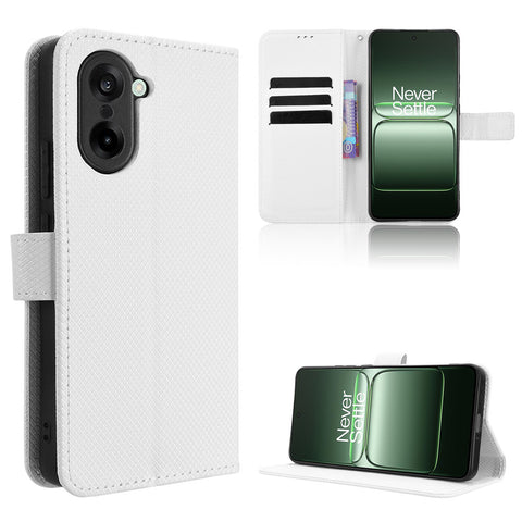 For OnePlus Nord CE5 5G / Ace 5 Racing 5G Leather Wallet Case with Strap Diamond Texture Phone Cover