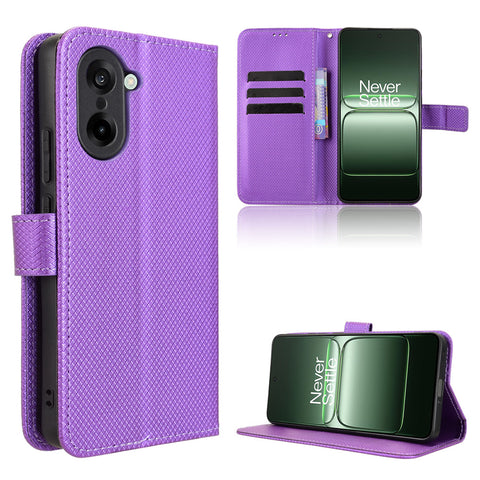 For OnePlus Nord CE5 5G / Ace 5 Racing 5G Leather Wallet Case with Strap Diamond Texture Phone Cover