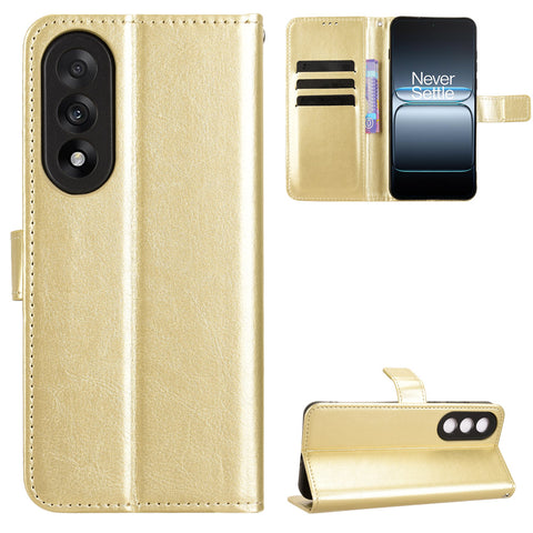 For OnePlus Nord 5 5G / Ace 5 Ultra 5G PU Leather Case with Strap Crazy Horse Texture Phone Wallet Cover