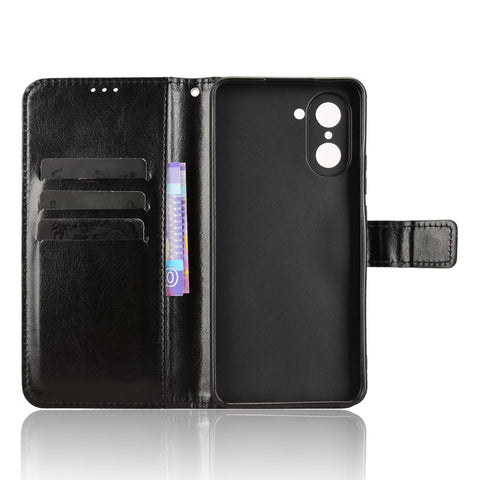 For OnePlus Nord CE5 5G / Ace 5 Racing 5G PU Leather Case with Strap Crazy Horse Texture Phone Wallet Cover