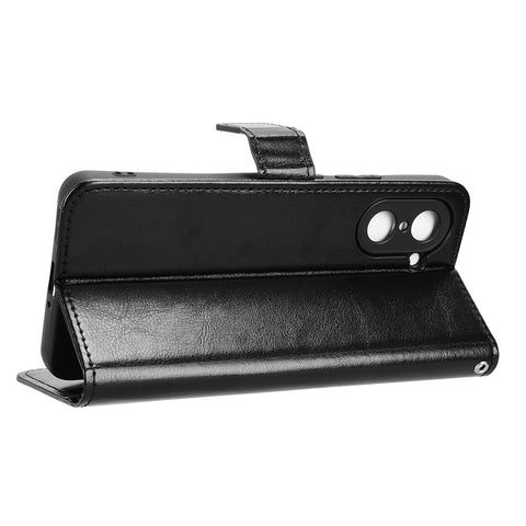 For OnePlus Nord CE5 5G / Ace 5 Racing 5G PU Leather Case with Strap Crazy Horse Texture Phone Wallet Cover