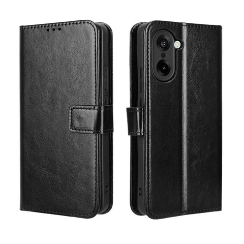For OnePlus Nord CE5 5G / Ace 5 Racing 5G PU Leather Case with Strap Crazy Horse Texture Phone Wallet Cover