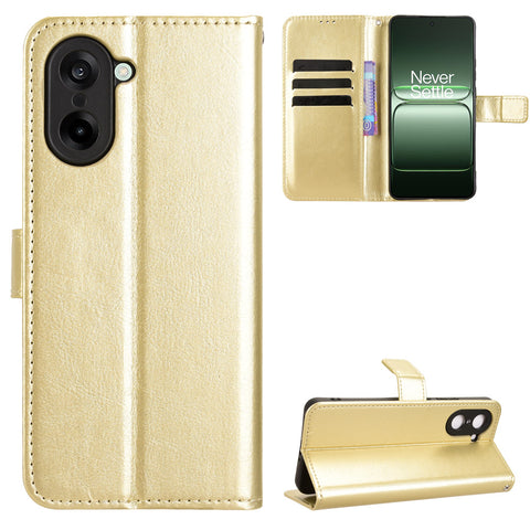 For OnePlus Nord CE5 5G / Ace 5 Racing 5G PU Leather Case with Strap Crazy Horse Texture Phone Wallet Cover