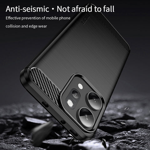 MOFI For Oppo Reno14 5G (Global) Back Cover  Brushed Texture Carbon Fiber Soft TPU Case
