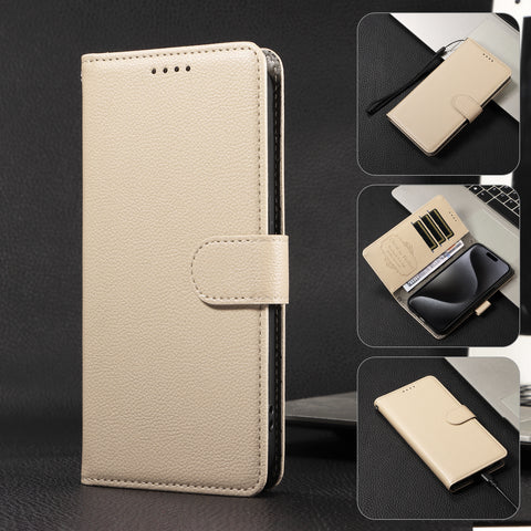 For Xiaomi Redmi 13x 4G / Xiaomi Redmi Note 13R 5G / Xiaomi Poco M6 4G / Xiaomi Redmi 13 4G Case RFID Blocking 3 Card Slots PU Leather Phone Cover with Wrist Strap