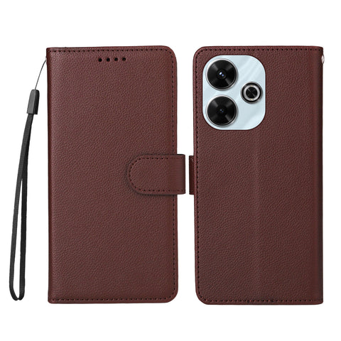 For Xiaomi Redmi 13x 4G / Xiaomi Redmi Note 13R 5G / Xiaomi Poco M6 4G / Xiaomi Redmi 13 4G Case RFID Blocking 3 Card Slots PU Leather Phone Cover with Wrist Strap