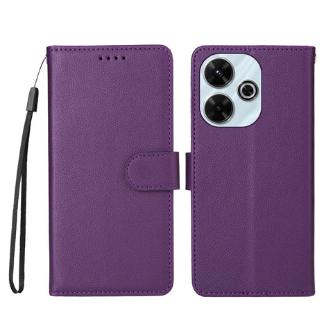 For Xiaomi Redmi 13x 4G / Xiaomi Redmi Note 13R 5G / Xiaomi Poco M6 4G / Xiaomi Redmi 13 4G Case RFID Blocking 3 Card Slots PU Leather Phone Cover with Wrist Strap