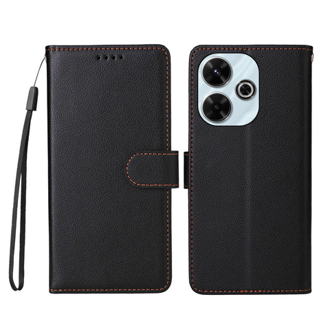 For Xiaomi Redmi 13x 4G / Xiaomi Redmi Note 13R 5G / Xiaomi Poco M6 4G / Xiaomi Redmi 13 4G Case RFID Blocking 3 Card Slots PU Leather Phone Cover with Wrist Strap