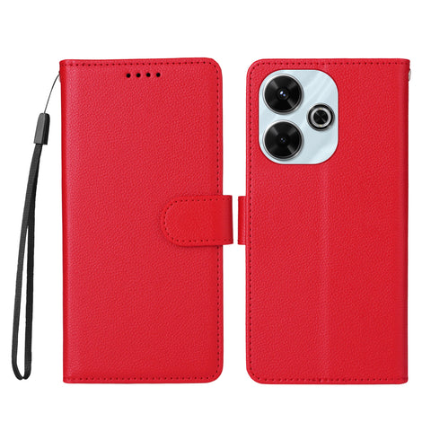 For Xiaomi Redmi 13x 4G / Xiaomi Redmi Note 13R 5G / Xiaomi Poco M6 4G / Xiaomi Redmi 13 4G Case RFID Blocking 3 Card Slots PU Leather Phone Cover with Wrist Strap