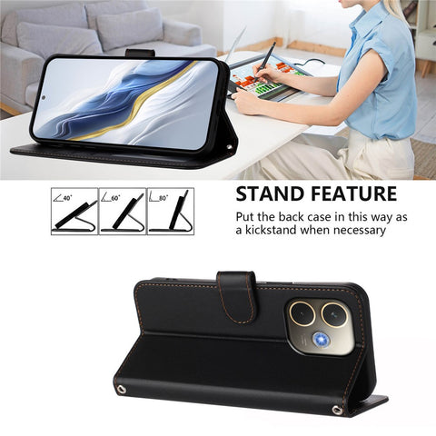 For Oppo A5 Pro 4G (Global) / Oppo A5 Pro 5G (China) / Oppo A5 Pro 5G (Global) Leather Case Wallet Stand Phone Cover with Wrist Strap
