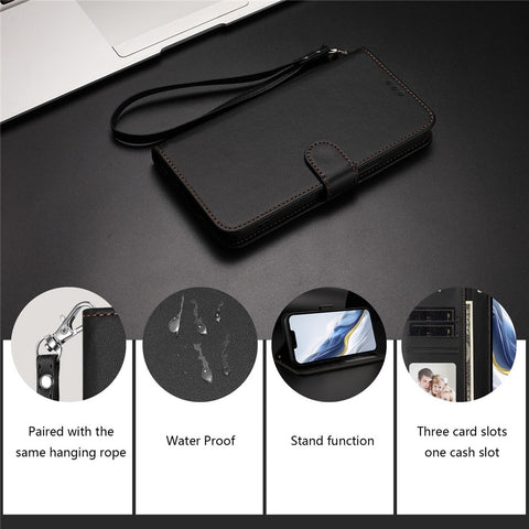 For Oppo A5 Pro 4G (Global) / Oppo A5 Pro 5G (China) / Oppo A5 Pro 5G (Global) Leather Case Wallet Stand Phone Cover with Wrist Strap