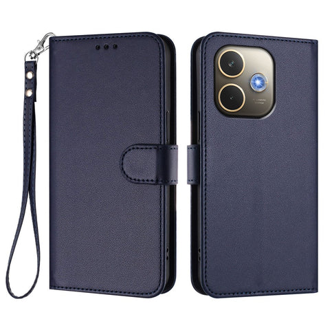 For Oppo A5 Pro 4G (Global) / Oppo A5 Pro 5G (China) / Oppo A5 Pro 5G (Global) Leather Case Wallet Stand Phone Cover with Wrist Strap
