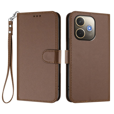 For Oppo A5 Pro 4G (Global) / Oppo A5 Pro 5G (China) / Oppo A5 Pro 5G (Global) Leather Case Wallet Stand Phone Cover with Wrist Strap