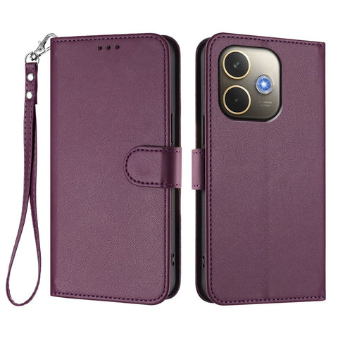 For Oppo A5 Pro 4G (Global) / Oppo A5 Pro 5G (China) / Oppo A5 Pro 5G (Global) Leather Case Wallet Stand Phone Cover with Wrist Strap