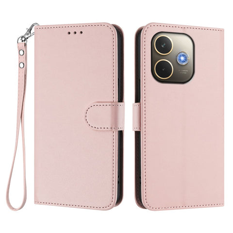 For Oppo A5 Pro 4G (Global) / Oppo A5 Pro 5G (China) / Oppo A5 Pro 5G (Global) Leather Case Wallet Stand Phone Cover with Wrist Strap