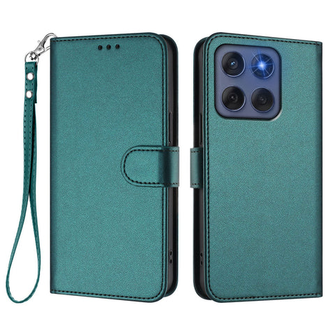 For Motorola Edge (2025) 5G / Motorola Edge 60 5G / Motorola Edge 60 Fusion 5G Leather Case Wallet Stand Phone Cover with Wrist Strap