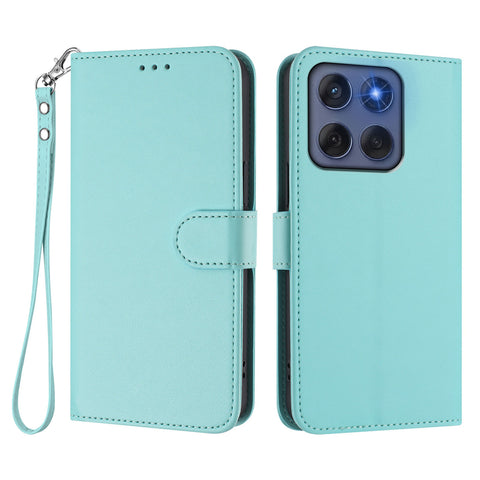 For Motorola Edge (2025) 5G / Motorola Edge 60 5G / Motorola Edge 60 Fusion 5G Leather Case Wallet Stand Phone Cover with Wrist Strap