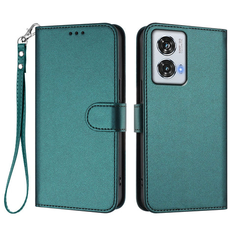 For Motorola Moto G85 5G / Motorola Edge 50 Fusion 5G Leather Case Wallet Stand Phone Cover with Wrist Strap