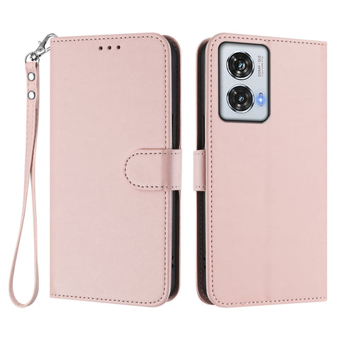 For Motorola Moto G85 5G / Motorola Edge 50 Fusion 5G Leather Case Wallet Stand Phone Cover with Wrist Strap