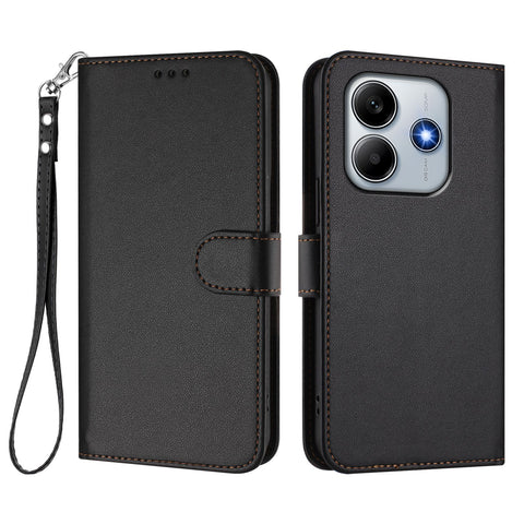 For Xiaomi Redmi Note 14 4G (163.25mm) Leather Case Wallet Stand Phone Cover with Wrist Strap