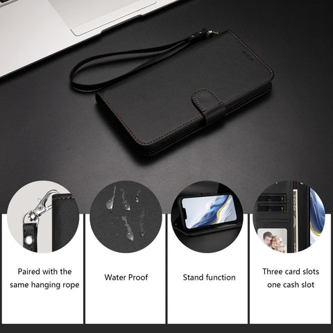 For Xiaomi Redmi Note 14 4G (163.25mm) Leather Case Wallet Stand Phone Cover with Wrist Strap