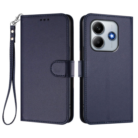 For Xiaomi Redmi Note 14 4G (163.25mm) Leather Case Wallet Stand Phone Cover with Wrist Strap