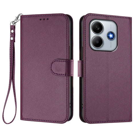 For Xiaomi Redmi Note 14 4G (163.25mm) Leather Case Wallet Stand Phone Cover with Wrist Strap