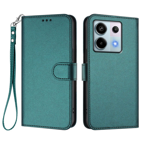 For Xiaomi Poco X6 5G / Xiaomi Redmi Note 13 Pro 5G Leather Case Wallet Stand Phone Cover with Wrist Strap