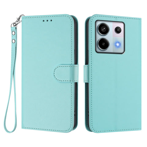 For Xiaomi Poco X6 5G / Xiaomi Redmi Note 13 Pro 5G Leather Case Wallet Stand Phone Cover with Wrist Strap