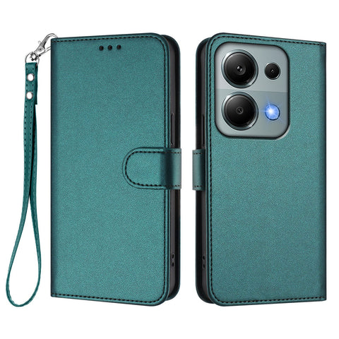 For Xiaomi Poco M6 Pro 4G / Xiaomi Redmi Note 14S 4G / Xiaomi Redmi Note 13 Pro 4G Leather Case Wallet Stand Phone Cover with Wrist Strap