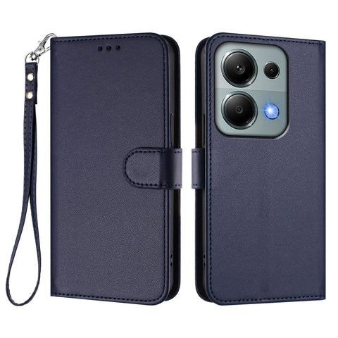 For Xiaomi Poco M6 Pro 4G / Xiaomi Redmi Note 14S 4G / Xiaomi Redmi Note 13 Pro 4G Leather Case Wallet Stand Phone Cover with Wrist Strap