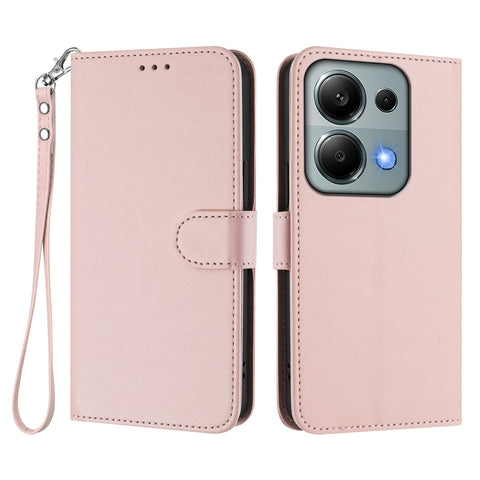 For Xiaomi Poco M6 Pro 4G / Xiaomi Redmi Note 14S 4G / Xiaomi Redmi Note 13 Pro 4G Leather Case Wallet Stand Phone Cover with Wrist Strap