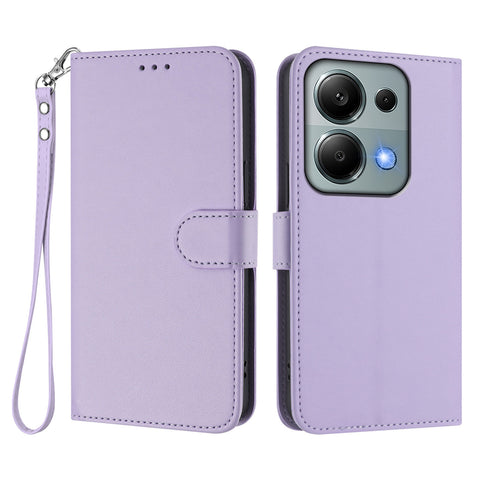 For Xiaomi Poco M6 Pro 4G / Xiaomi Redmi Note 14S 4G / Xiaomi Redmi Note 13 Pro 4G Leather Case Wallet Stand Phone Cover with Wrist Strap