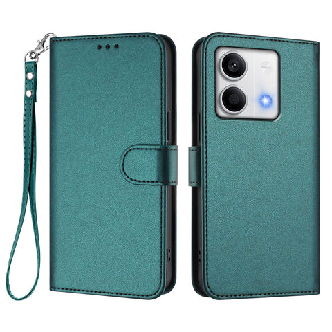 For Xiaomi Redmi Note 13 5G (China) / Xiaomi Redmi Note 13 5G Leather Case Wallet Stand Phone Cover with Wrist Strap