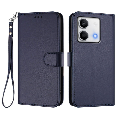 For Xiaomi Redmi Note 13 5G (China) / Xiaomi Redmi Note 13 5G Leather Case Wallet Stand Phone Cover with Wrist Strap