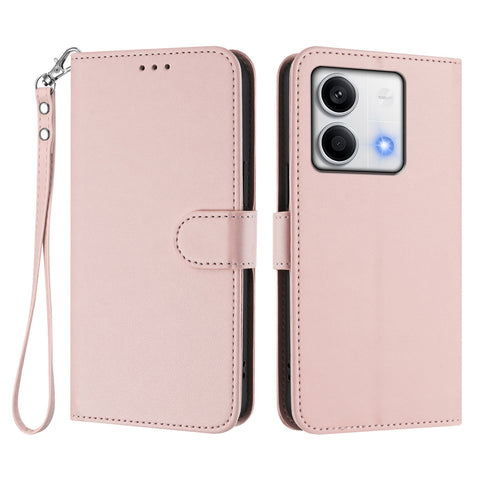 For Xiaomi Redmi Note 13 5G (China) / Xiaomi Redmi Note 13 5G Leather Case Wallet Stand Phone Cover with Wrist Strap