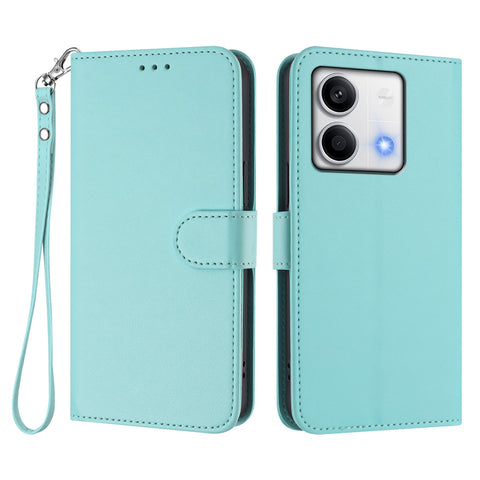 For Xiaomi Redmi Note 13 5G (China) / Xiaomi Redmi Note 13 5G Leather Case Wallet Stand Phone Cover with Wrist Strap